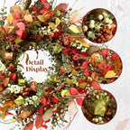 22" Berry Branches Fall Wreath with Colorful Mixed Leaves, Flowers & Twigs - Image 3