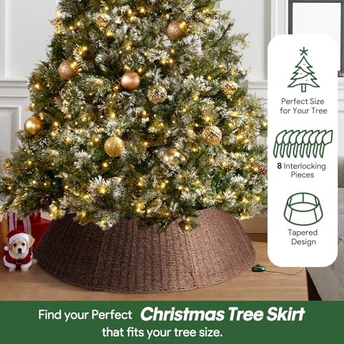 Hommtina Christmas Tree Collar- 42",Christmas Tree Base Christmas Basket Collar for Home, Living Room,for Covering Tree Stand (Brown4, 42 in) - Image 3