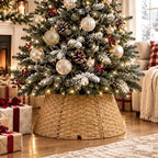 Poen Woven Rattan Christmas Tree Collar, Khaki, 42 Inch - Image 7