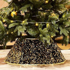 HarcoHome Glitter Christmas Tree Collar, 26" D Sparking Sequins Tree Skirt, Dazzling Foldable Tree Stand Base Cover, Handcrafed Tree Ring for Xmas Tree Decoration (Gold and Black, Diamond) by HarcoHome