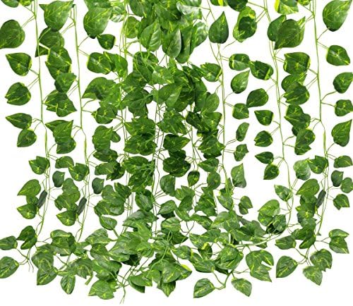 Unilove 168 feet Fake Foliage Garland Leaves Decoration Artificial Greenery Ivy Vine Plants for Home Decor Indoor Outdoors (Artificial Scindapsus Leaves) - Image 4