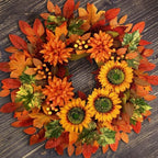 2 Pcs Fall Wreaths for Front Door,22 inch Autumn Sunflower Wreath - Image 7