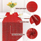 Sugargirl 10 Packs 12 x 72 inches Sequin Table Runner, Glitter Red Table Runner for Birthday Party Supplies Wedding Holiday Celebration Event Decorations - Image 3