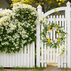 Artificial Spring Wreath 22 Inch Spring Wreaths for Front Door Summer Wreath with White Yellow Daisy Lavender and Green Leaves for Wall Porch Farmhouse Party Easter Celebration - Image 5