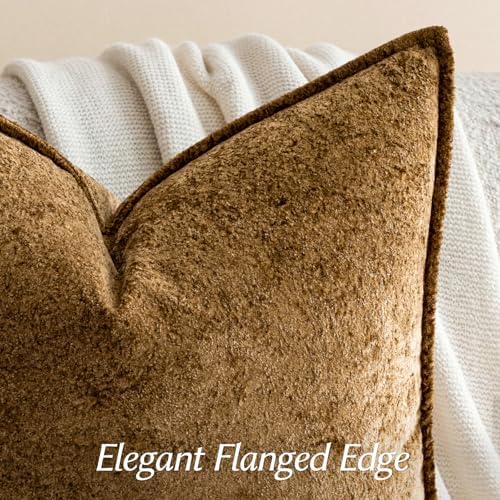 a moment Throw Pillow Covers 24X24 Inch 4 Packs,Soft Velvet Decorative Pillow Cases with 3D Ice Flower,Texture Modern Accent Cushion Covers for Sofa Couch Home Decor Golden Brown - Image 3