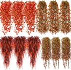 Daifunli 12 Pcs Artificial Fall Hanging Plants Fake Hanging Ferns Plastic Autumn Faux Plants for Wall Room Garden Garland Indoor Outdoor Decor No Basket by Huiinen