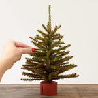 Set of 2 Artificial Pine Trees with Wood Bases by Factory Direct Craft - Tabletop Christmas Pine Trees for Holiday Decoration (12 Inches) - Image 3