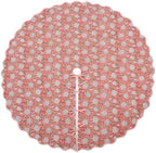 Ridhi Dark Salmon Hand Block Print Cotton Christmas Tree Skirt 70 Inch by Ridhi