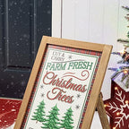 Glitzhome Decorative A-Frame Free Standing Sign - Wood Christmas Tree Sign Welcome Sign for Rustic Hanging Decor, 24'H - Image 5