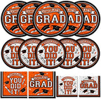 Graduation Party Supplies Dinnerware Set orange Disposable dinner paper plates dessert paper plates and Napkins for Congrats Grad Party Decorations, Serve 50 by Gatherfun