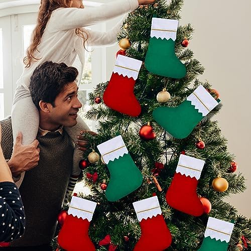 Skylety 48 Pieces Red and Green Christmas Stockings Bulk, 3.94 x 8.66 Inch - Image 7