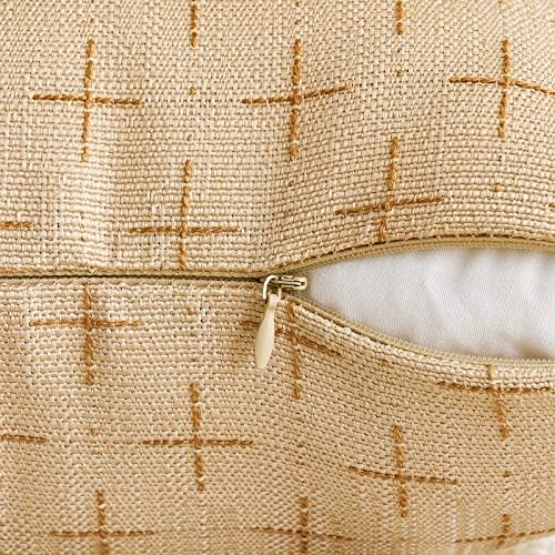 MIULEE Pack of 2 Decorative Burlap Linen Throw Pillow Covers Modern Farmhouse Pillowcase Rustic Woven Textured Cushion Cover for Sofa Couch Bed 24x24 Inch Light Yellow - Image 3