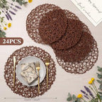 Threehoney Paper Braided Round Placemats, Set of 24, Coffee, 13 in - Image 2