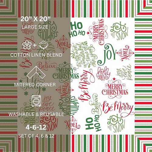 FINGERCRAFT Cloth Napkins Set of 12 Cotton Linen, 20x20 Inch, Holiday Home - Image 6
