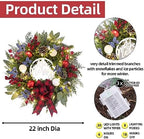 Prelit Christmas Wreath for Front Door Outside,22 inch Be Merry Wreath with red Black Buffalo Plaid Bow,Lighted Farmhouse Christmas decoration-30 LED Light/Timer,Winter Door Wreath, Porch Decor - Image 6