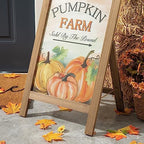 Glitzhome Decorative Fall A-Frame Free Standing Sign, Slide in Pumpkin Farm Welcome Sign for Autumn, Rustic Harvest Hanging Decor for Wall Front Door, 24”H - Image 6