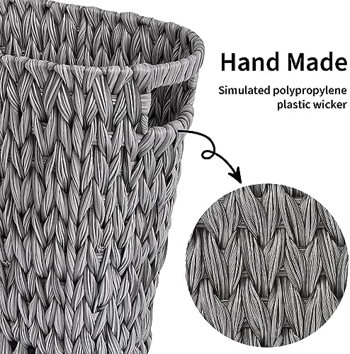 GRANNY SAYS Bathroom Trash Can, Wicker Waste Basket for Bathroom, Gray - Image 6
