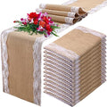 Hortsun 12 Pcs Burlap Table Runners White Lace 12 x 108 Inches,Delicate by Hortsun