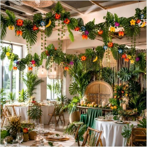 77PCS Tropical Jungle Decor Kit for Luau, Safari & Baby Shower - Image 5