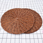 PRETYZOOM 2 pcs Woven Placemat 14.96 inch Round Non Slip Heat Resistant Dining Mat Reusable Wear Resistant Table Mat for Kitchen Table Protection Cups Bowls Plates Home Decor - Image 5