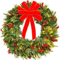 Best Choice Products 30in Pre-Lit Battery Powered Christmas Wreath Artificial Pre-Decorated Holiday Accent w/ 100 Lights, 276 PVC Tips, Ribbons, Pine Cones by BestChoiceProducts