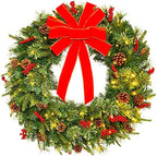 Best Choice Products 30in Pre-Lit Battery Powered Christmas Wreath Artificial Pre-Decorated Holiday Accent w/ 100 Lights, 276 PVC Tips, Ribbons, Pine Cones by BestChoiceProducts