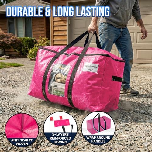 TAILI 8 Pack Pink Extra Large Moving Bags,Storage Bags with Visible Window - Image 3