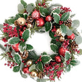 20Inch Christmas Wreath for Front Door - Winter Green Wreath with Holly, Berries, Red and Gold Christmas Balls, Eucalyptus, Pinecones, Xmas Home Decor by Floribus