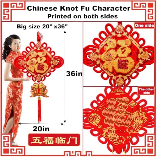 99 Pcs Chinese New Year Decorations 2026 Red Chinese Knot Set and Chinese Couplet with Chinese Knot Pendant Hanging Ornaments for Lunar New Year of The Horse Home Decor - Image 2