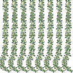 Sggvecsy 8 Pack Artificial Eucalyptus Garland Eucalyptus Leaves Vines Greenery Garland Faux Silver Dollar Eucalyptus Leaves for Table Party Wedding Indoor Outdoor Home Mantle Wall Decor by Sggvecsy