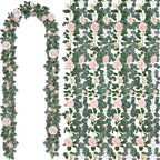10 Pcs 5.6 ft Artificial Rose Eucalyptus Garlands by Yuxung