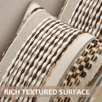 ANRODUO Boho Decorative Pillow Covers Dark Brown Stripe 20x20 Pack of 2 - Image 4