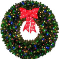 5 Foot (60 inch) Multicolor Christmas Wreath with Prelit Red Bow by ACWreaths
