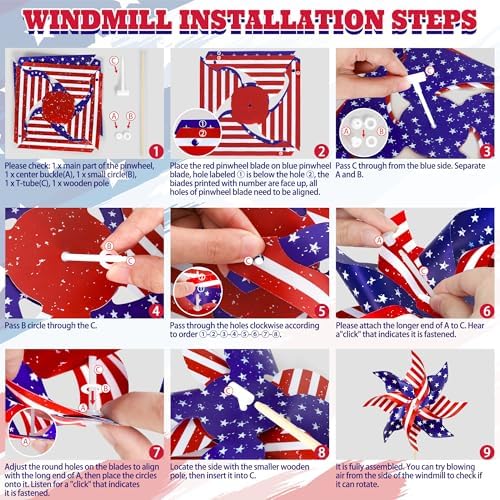24PCS Fourth of July Decorations American Pinwheels 4th July Outdoor Decor - Image 3