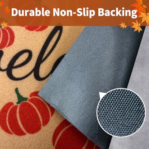 Fall Door Mat, Non Slip Front Porch Pumpkin Welcome Mat 24"x36" - Image 4