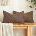 MIULEE Pack of 2 Decorative Vintage Burlap Linen Brown Throw Pillow Covers Modern Farmhouse Pillowcase Rustic Woven Textured Cushion Cover for Sofa Couch Bed 12x20 Inch Dark Coffee by MIULEE