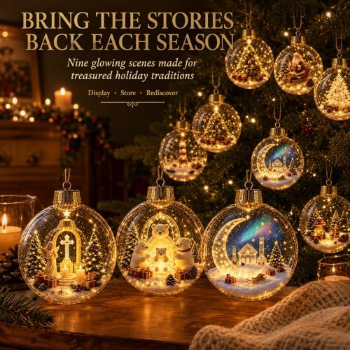 Glowing Christmas Story Ornaments, 9-Piece Light Up Mini Scene Set (Set C) - Image 7