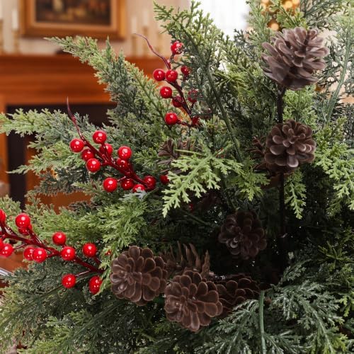 24 Artificial Cedar Stems, 17.5", with 3 Pine Cone Sprays and 8 Berry Picks - Image 5