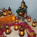 Mini Lantern Decorative, 12Pcs Small Lanterns with LED Candle, Ramadan Decorations, Hanging Vintage Moroccan Lantern Bulk for Easter Wedding Xmas Party Table Centerpiece, Brushed Brass - Image 6