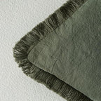 MIULEE Boho Linen Fringe Decorative Throw Pillow Covers Rifle Green 20x20 - Image 3
