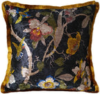 GUMAS Original Luxurious Floral and Bird Print Velvet Throw Pillow, 18x18 Cushion Cover with Vintage Chinese Style Design (1, Black Cover) by Unknown