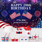 4th of July Backdrop Decorations Independence Day Backdrop 250 Anniversary USA Flag Banner 15x8ft 250th Birthday Fireworks Semiquincentennial Photography Background Photo Studio Props - Image 3