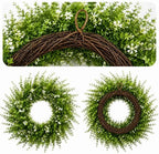 26 Inch Artificial Boxwood Wreath with White Flowers, Large Greenery Wreath - Image 3