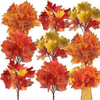 Tigeen 8Pcs Fall Leaves Faux Maple Leaves Stems Thanksgiving Decor, Vibrant by Tigeen