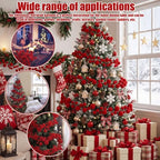 2 Pcs 6 ft Red Velvet Christmas Ball Ornament Garland - Image 3