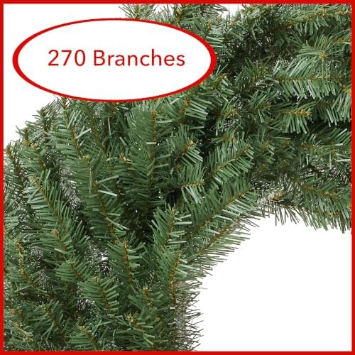 Casafield 36" Fir Artificial Christmas Wreath Holiday Décor, 270 PVC Tips for Front Door, Window, or Mantel - Image 2