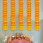 10 Pcs Artificial Marigold Garland for Decoration 5 ft Long Golden Yellow Indian Diawli Decorations for Home, Celebrations Events. Orange - Image 5