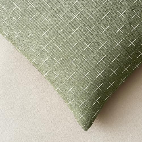 MIULEE Pack of 2 Decorative Burlap Linen Spring Throw Pillow Covers Farmhouse Pillowcases Modern Rustic Woven Textured Cushion Cover for Sofa Couch Bed 24x24 Inch Sage Green - Image 2