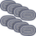 VHC Brands Farmhouse Great Falls Blue Table Placemat, Blue White, Jute Blend, Oval, 12x18 Inches, 8 Pack 8 Pack by VHCBrands