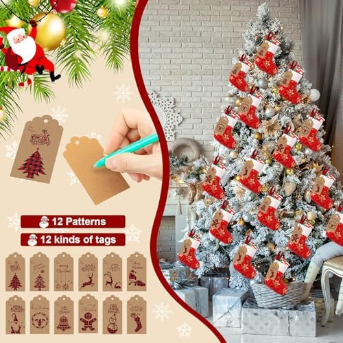 24 Set Mini Red Christmas Stockings Bulk with Gold Sequin Snowflake - Image 3